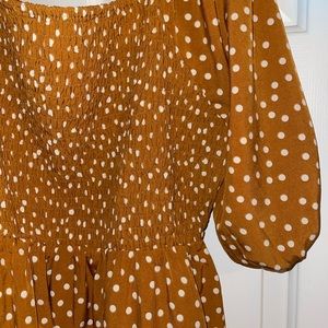 Burnt orange polka dot dress